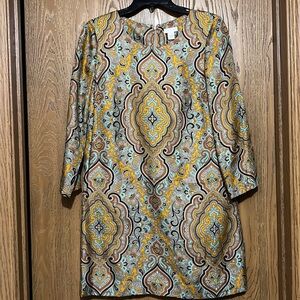 Jcrew multicolor silk dress with front pockets